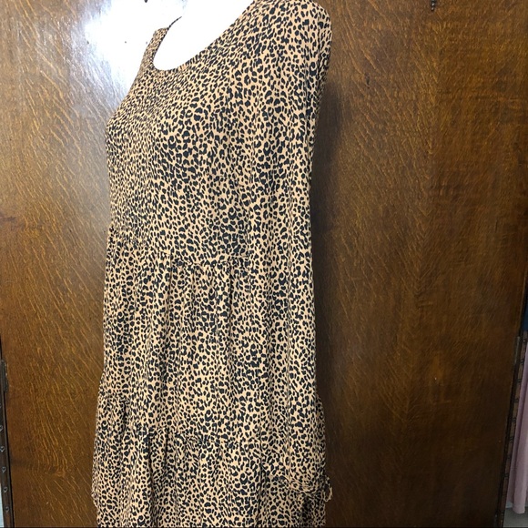 WILD FABLE Animal Print Baby Doll Long Sleeve Mini Dress Sz XS - Picture 3 of 9
